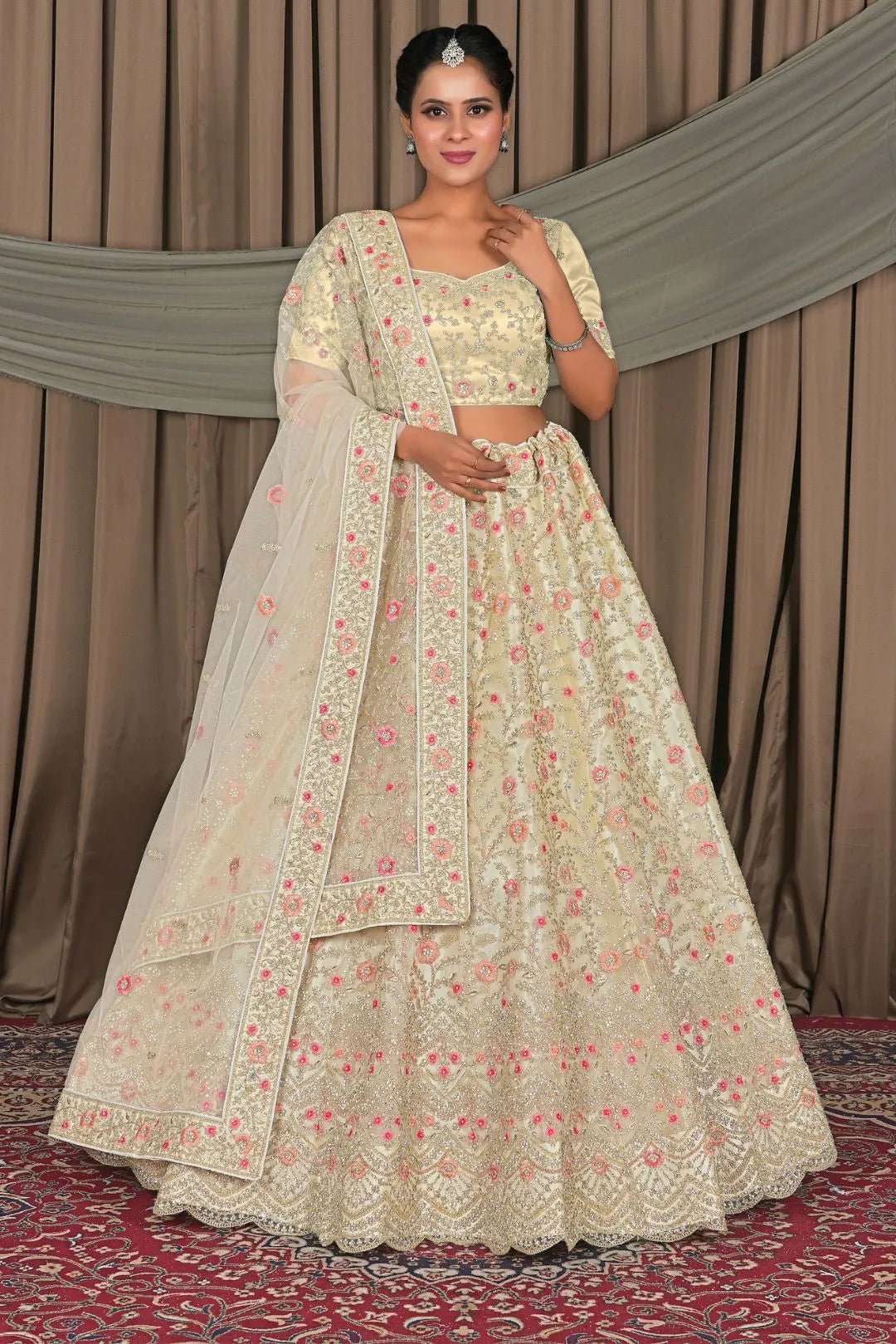 Off White Latest Party Wear Net Lehenga Choli - Gajiwala