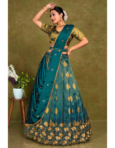 Peacock Zari Woven Tissue Silk Lehenga Choli For Women - Gajiwala