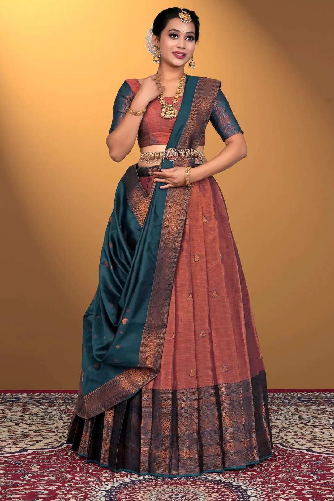 Pink Banarasi Silk Lehenga Choli For Women - Gajiwala