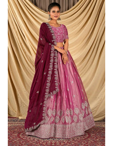 Pink Barbery Silk Lehenga Choli With Rangoli Dupatta - Gajiwala