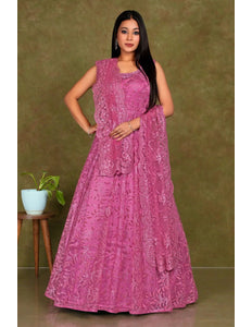 Pink Colour Party Wear Net Gown For Women - Gajiwala