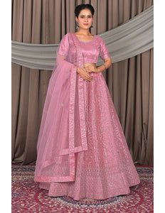 Pink Designer Net Lehenga Choli For Weddings - Gajiwala