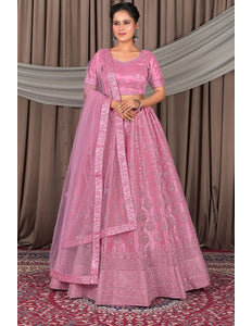 Pink Designer Net Lehenga Choli For Women - Gajiwala