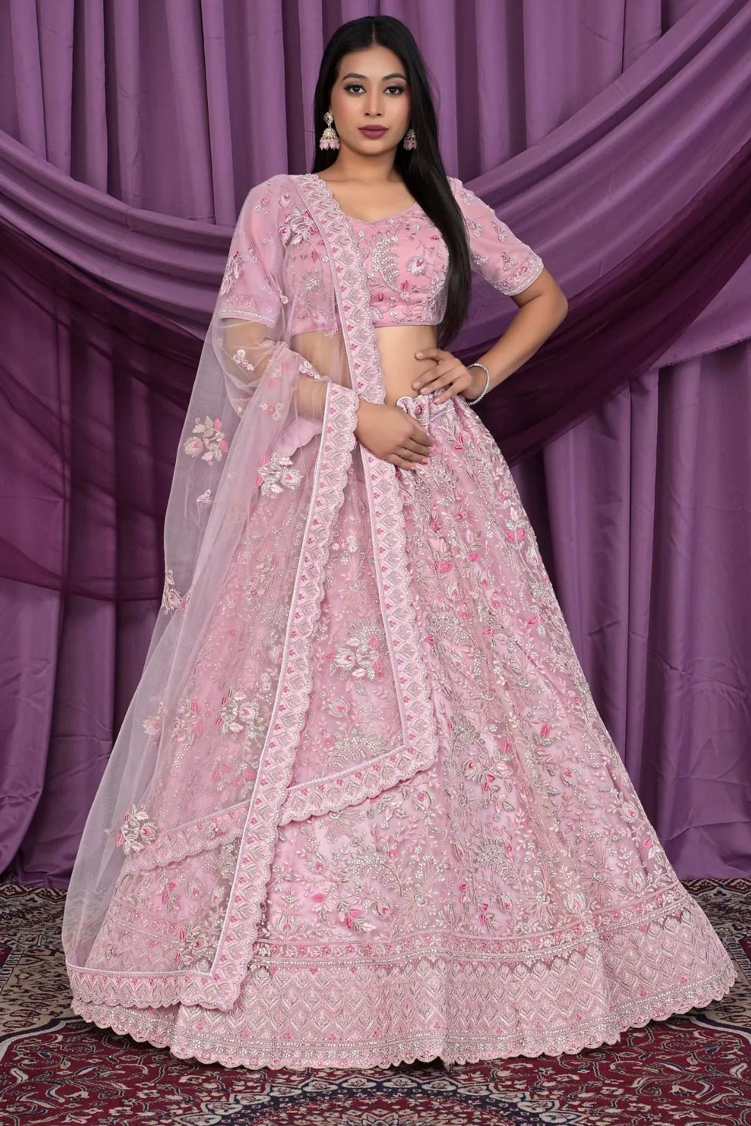 Pink Latest Heavy Net Lehenga Choli For Women - Gajiwala