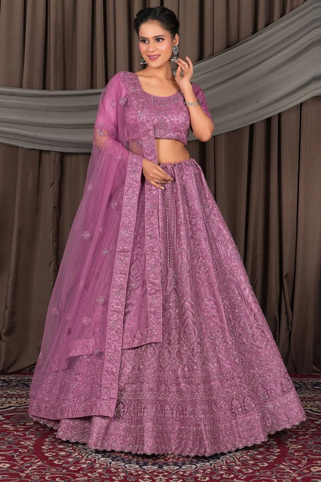 Pink Latest Net Lehenga Choli Ensemble For Women - Gajiwala