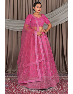 Pink Net Lehenga Designs For Wedding For Women - Gajiwala