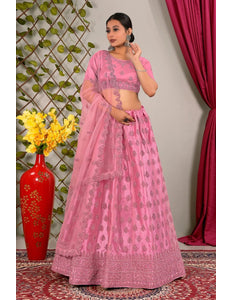 Pink Party Wear Net Lehenga Choli For Weddings - Gajiwala
