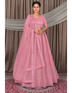 Pink Party Wear Net Lehenga Choli For Women - Gajiwala
