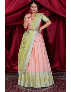 Pink Silk Fabric Lehenga Choli For Women - Gajiwala