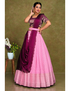 Pink Stylish Lehenga Choli With Zari Woven For Women - Gajiwala