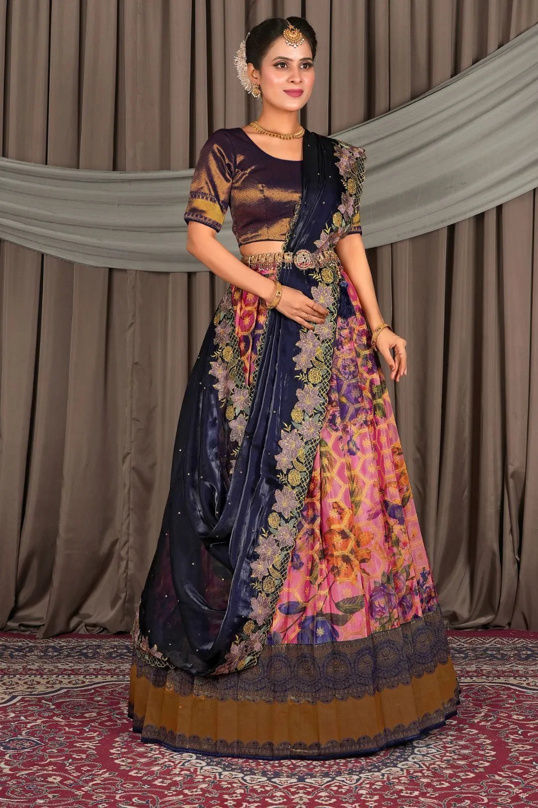 Pink Viscose Digital Print Lehenga Choli For Women - Gajiwala