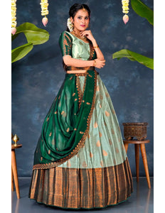 Pista Banarasi Silk Lehenga Choli With Zari woven - Gajiwala