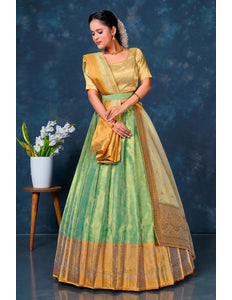 Pista Designer Lehenga Choli in Tissue Silk For Women - Gajiwala