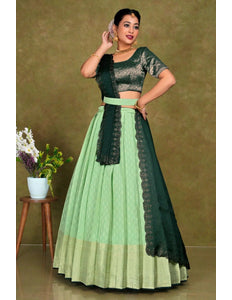 Pista Stylish Lehenga Choli With Zari Woven For Women - Gajiwala