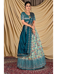 Pista Tissue With Digital Print Lehenga Choli For Women - Gajiwala