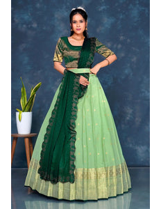 Pista Viscose Silk Lehenga Choli With Zari Weaving - Gajiwala