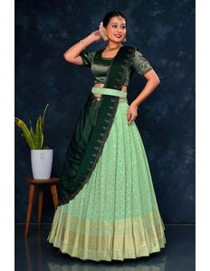 Pista Viscose Silk Lehenga Choli With Zari Work - Gajiwala