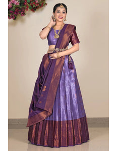 Purple Banarasi Silk Lehenga Choli For Women - Gajiwala