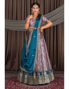 Purple Banarasi Silk Lehenga Choli with Dupatta - Gajiwala