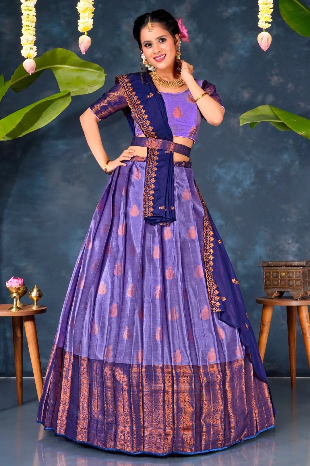 Purple Banarasi Silk Lehenga Choli With Zari woven - Gajiwala