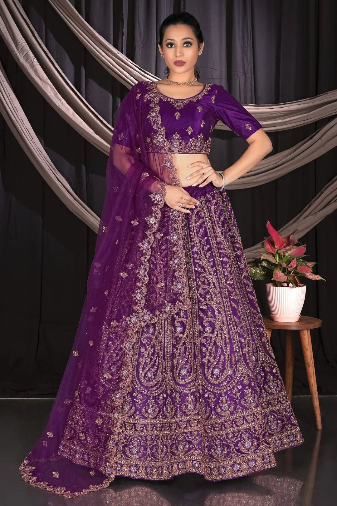 Purple Designer Net Lehenga Choli For Partys - Gajiwala