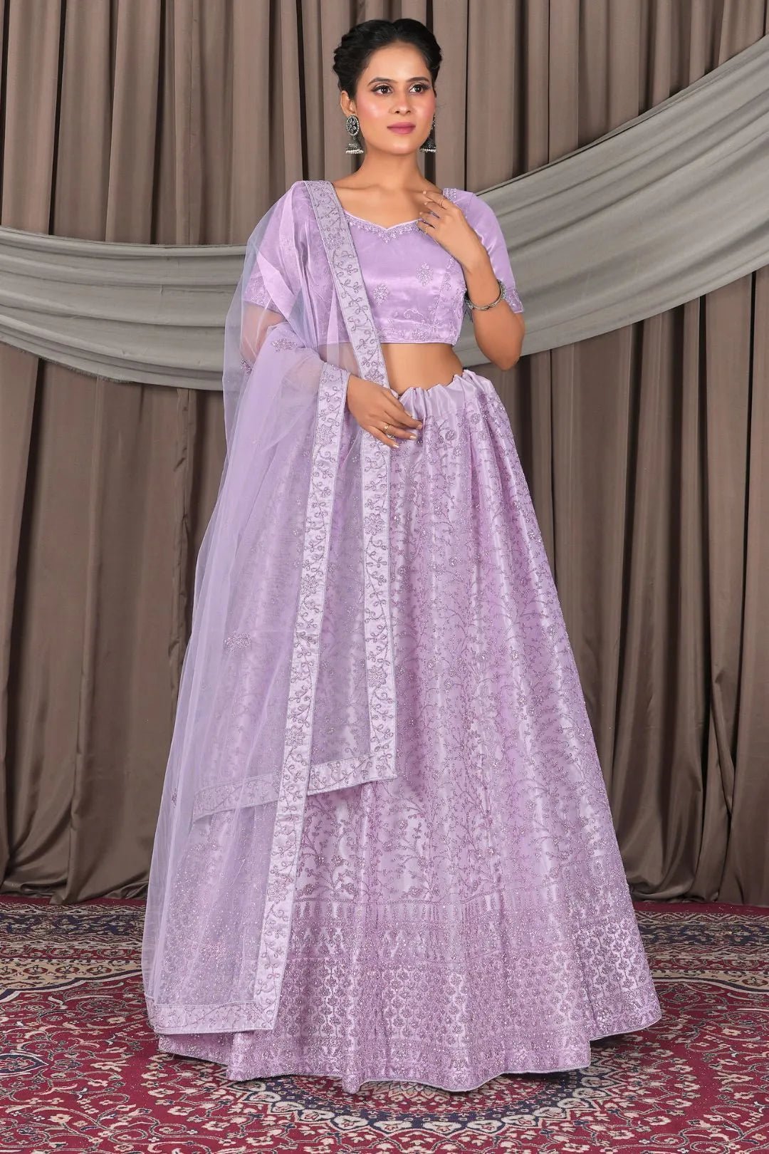 Purple Designer Net Lehenga Choli For Weddings - Gajiwala