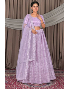 Purple Designer Net Lehenga Choli For Weddings - Gajiwala