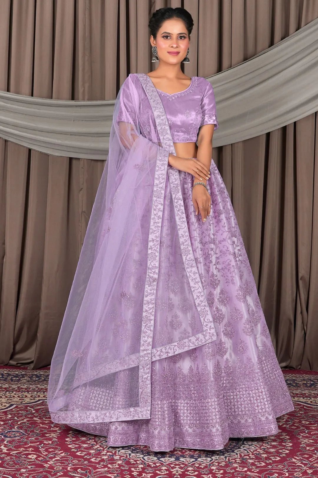 Purple Designer Net Lehenga Choli For Women - Gajiwala