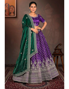 Purple Designer Net Lehenga With Heavy Work - Gajiwala