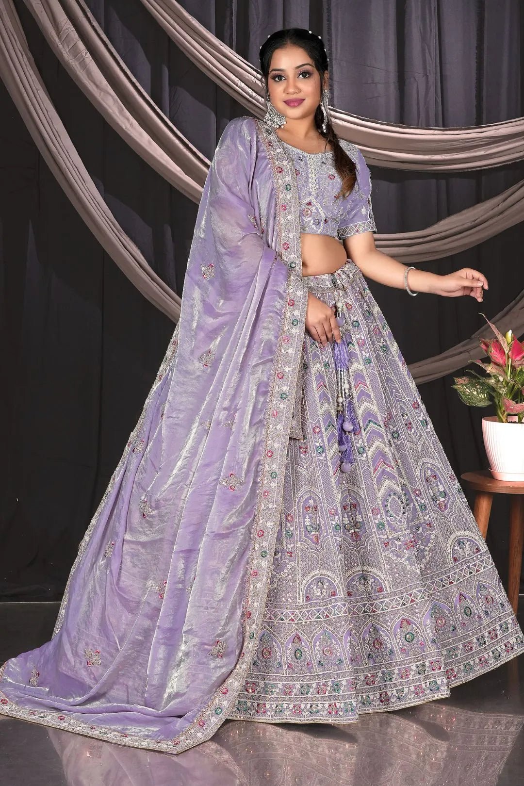 Purple Embroidered Jimmy Chew Lehenga Choli For Weddings - Gajiwala