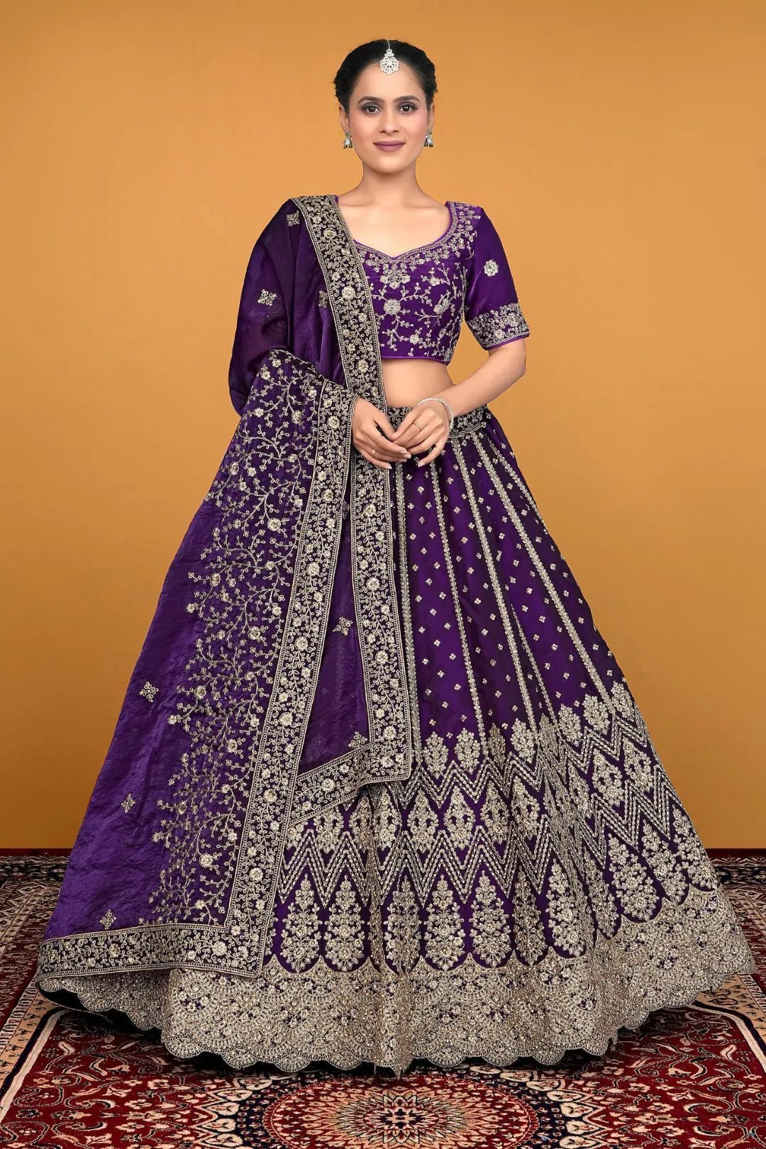 Purple Fendy Fabric Lehenga Choli With Embroidery Work - Gajiwala