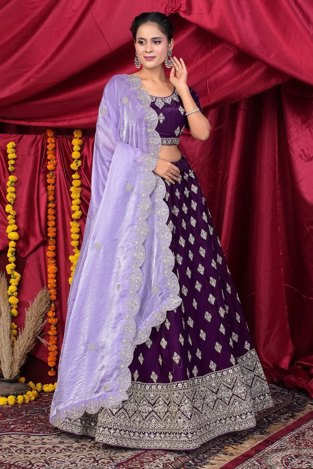 Purple Fendy Silk Pattu Lehenga Choli With Embroidery Work - Gajiwala