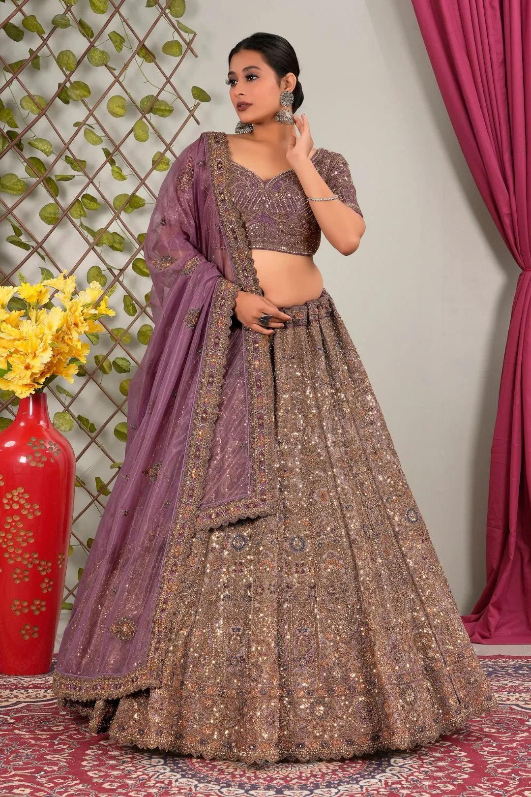 Purple Latest Embroidery Net Lehenga Choli For Women - Gajiwala
