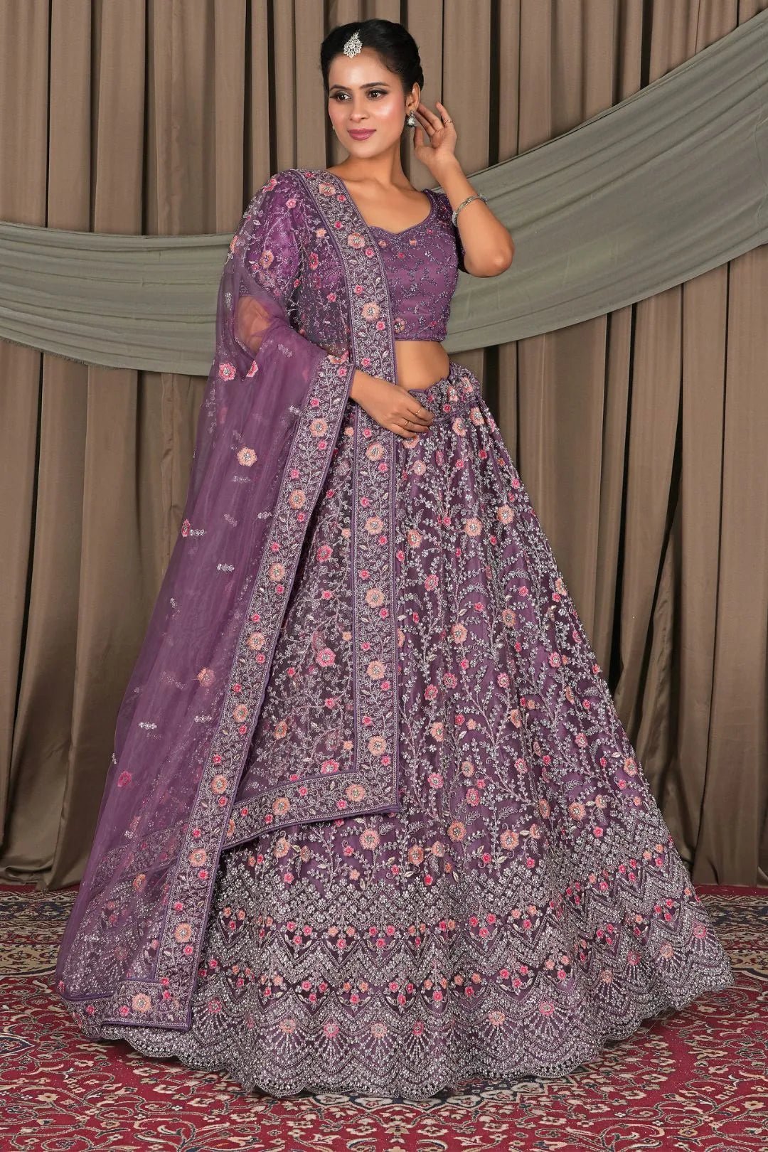 Purple Latest Party Wear Net Lehenga Choli - Gajiwala