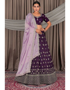 Purple Net Designer Lehenga Choli with Rangoli Dupatta - Gajiwala