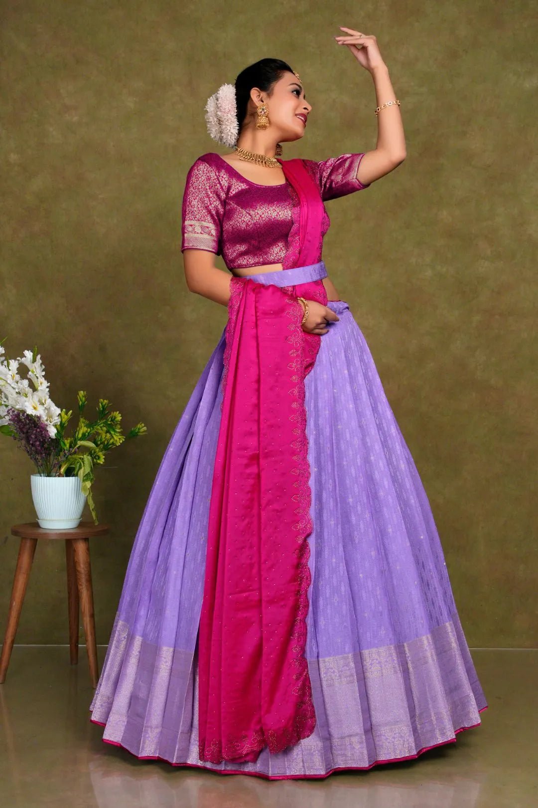 Purple Stylish Lehenga Choli With Zari Woven For Women - Gajiwala