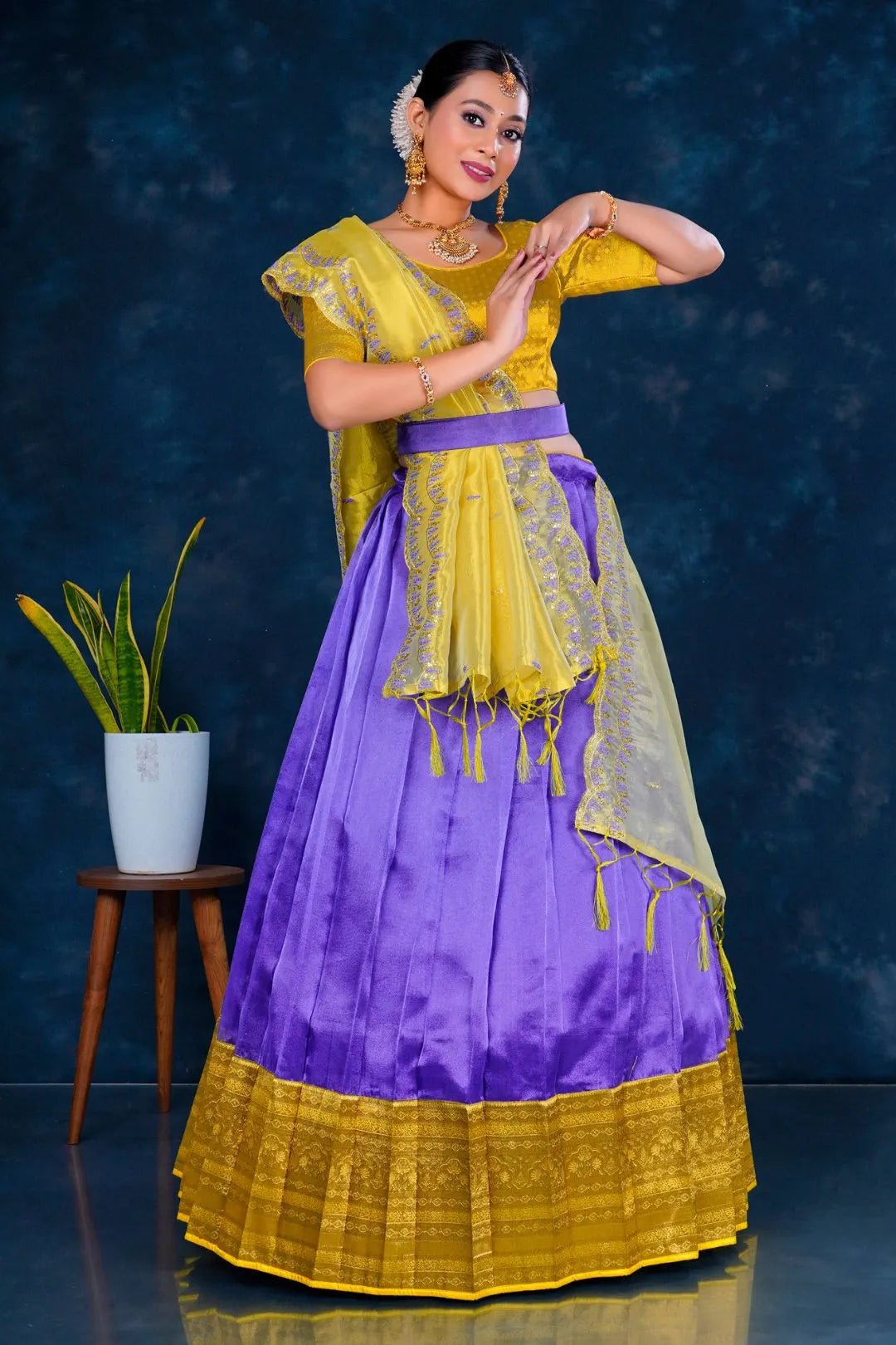 Purple Tissue Silk Designer Lehenga Choli For Women - Gajiwala