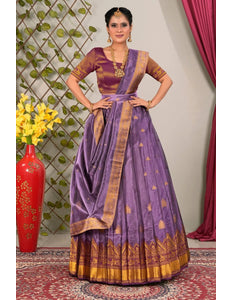 Purple Tissue Silk Lehenga Choli with Dupatta For Women - Gajiwala