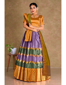 Purple Tissue Silk Pattu Half Saree With Zari Work - Gajiwala