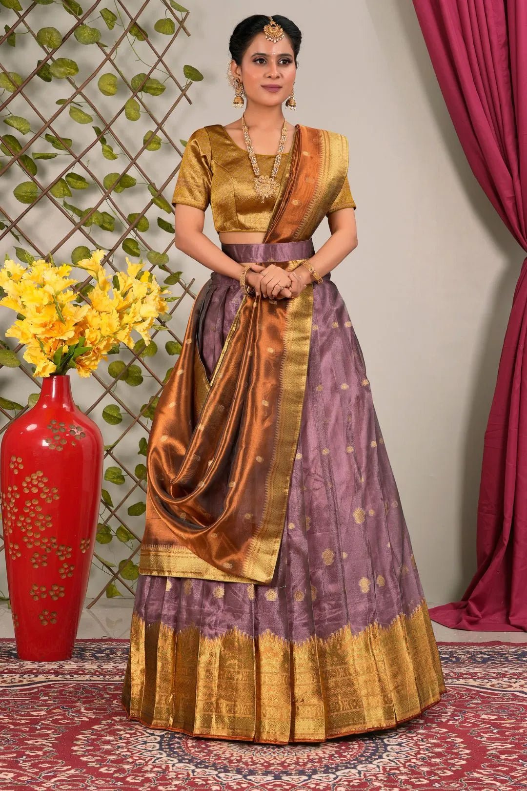 Purple Tissue Silk Traditional Lehenga Choli for Women - Gajiwala