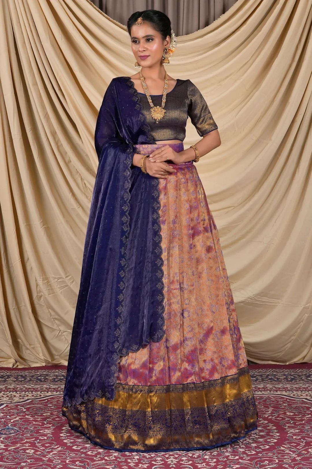Purple Zari Tissue Silk Lehenga Choli For Women - Gajiwala