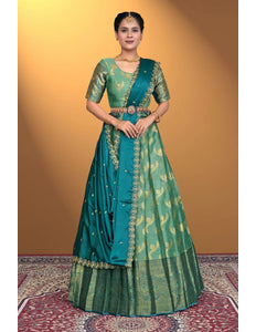Rama Banarasi Silk Lehenga Design For Women - Gajiwala