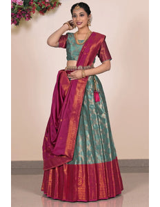 Rama Banarasi Silk Lehenga With Zari Woven - Gajiwala