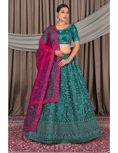 Rama Beautiful Net Lehenga Design For Weddings - Gajiwala