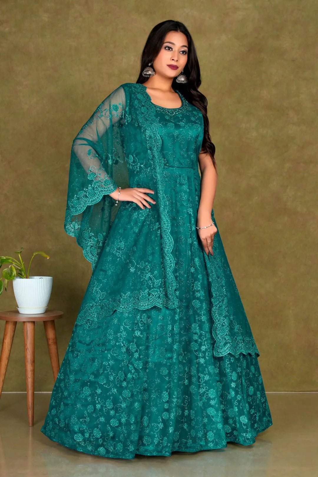 Rama Colour Party Wear Net Gown For Women - Gajiwala