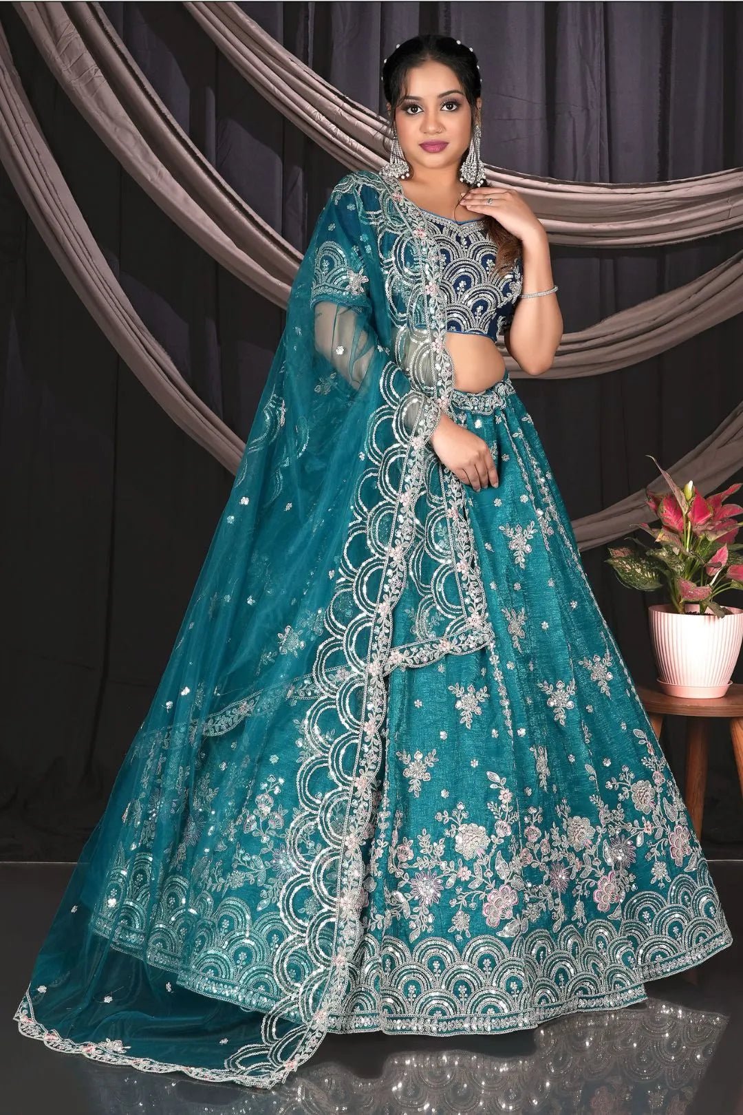 Rama Fendy Silk Embroidered Lehenga Choli For Women - Gajiwala