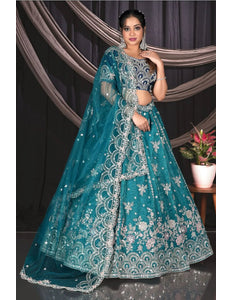 Rama Fendy Silk Embroidered Lehenga Choli For Women - Gajiwala