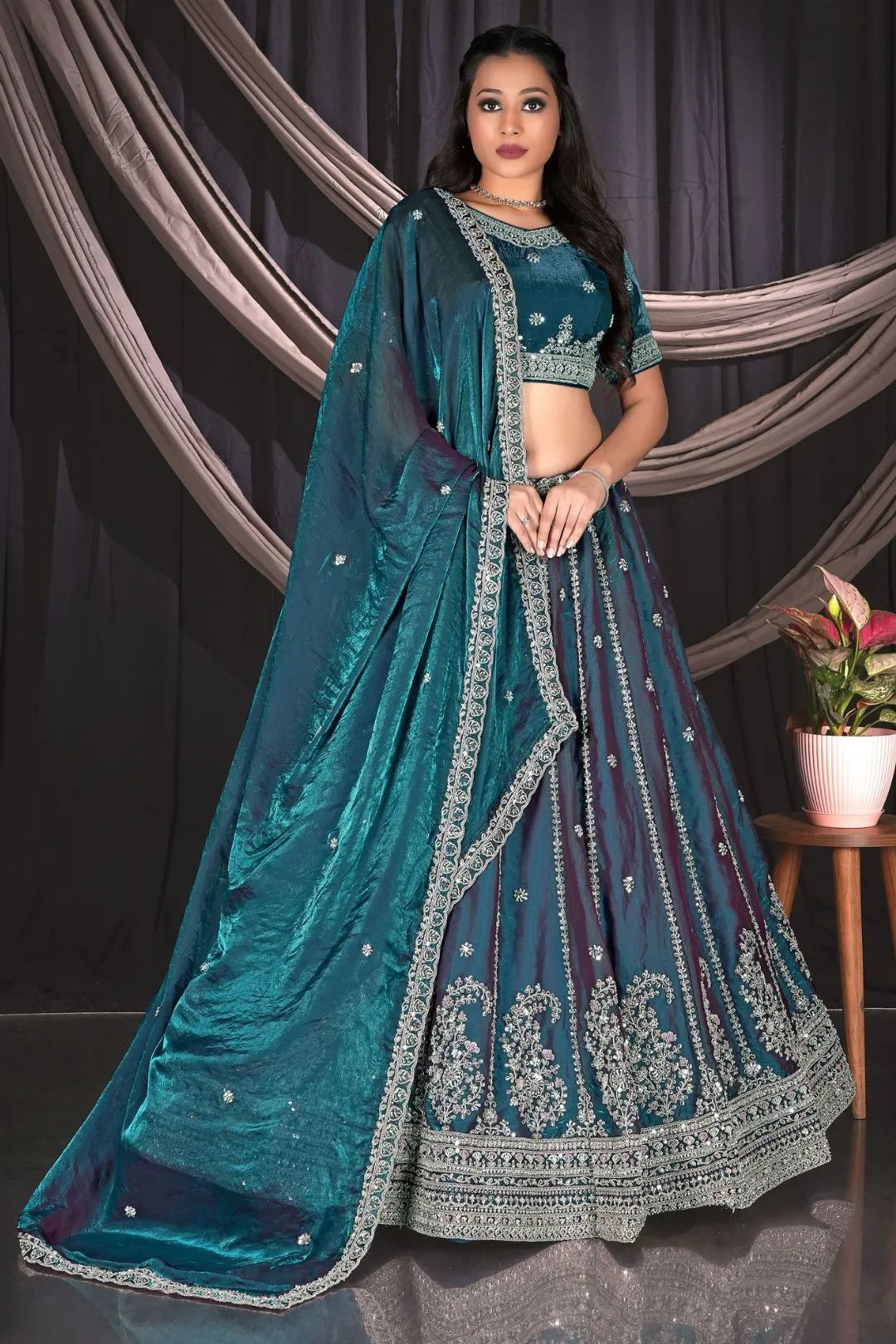 Rama Fendy Silk Lehenga Choli For Wedding Function - Gajiwala