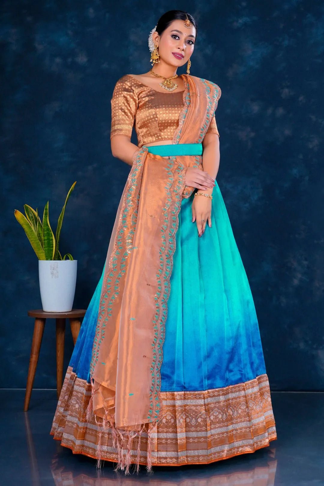 Rama Tissue Silk Designer Lehenga Choli For Women - Gajiwala