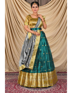 Rama Tissue Silk Pattu Lehenga Choli For Women - Gajiwala